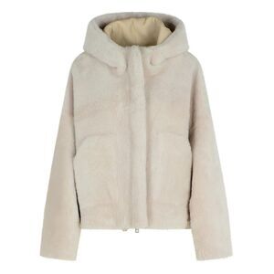 Blancha Milky White Sheepskin Bomber Jacket Women
